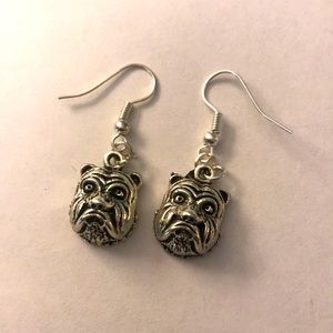 Silver bulldog Earrings